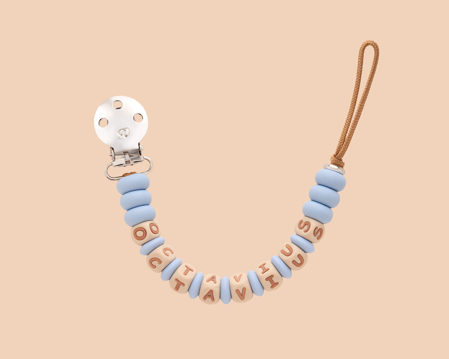 Personalised Dummy Clip in Baby Blue