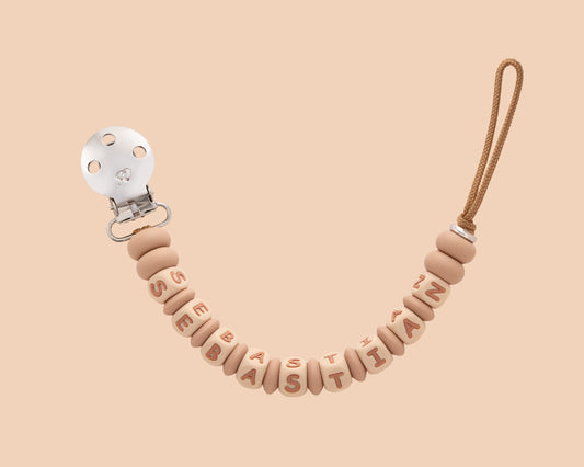 Personalised Dummy Clip in Oatmeal
